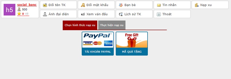 Hướng dẫn nạp tiền vào tài khoản Gamevh